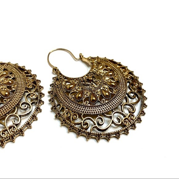 Brass Mandala Earrings - Picture 3 of 7
